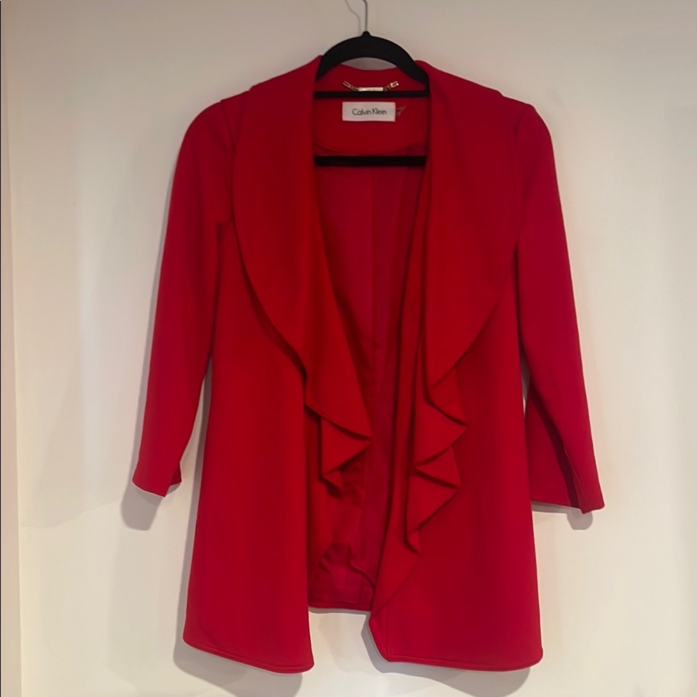 Calvin Klein Women's Scarlet Open-Front Blazer